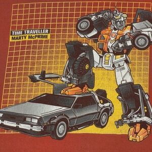 Transformers Back to the Future T-Shirt Men 3XL Red Time Traveller Marty McPrime